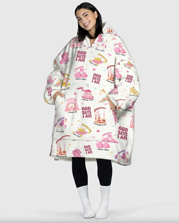 Gott sagt, ich bin ein Mädchen Tragbarer Bambus-Deckenpullover