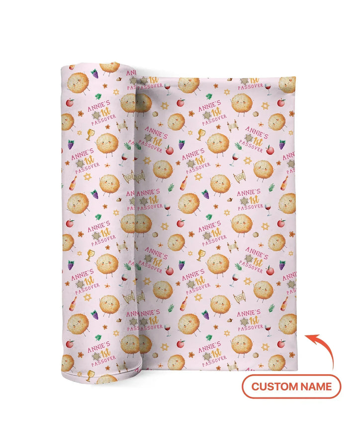 Custom Name 1st Passover swaddle blanket