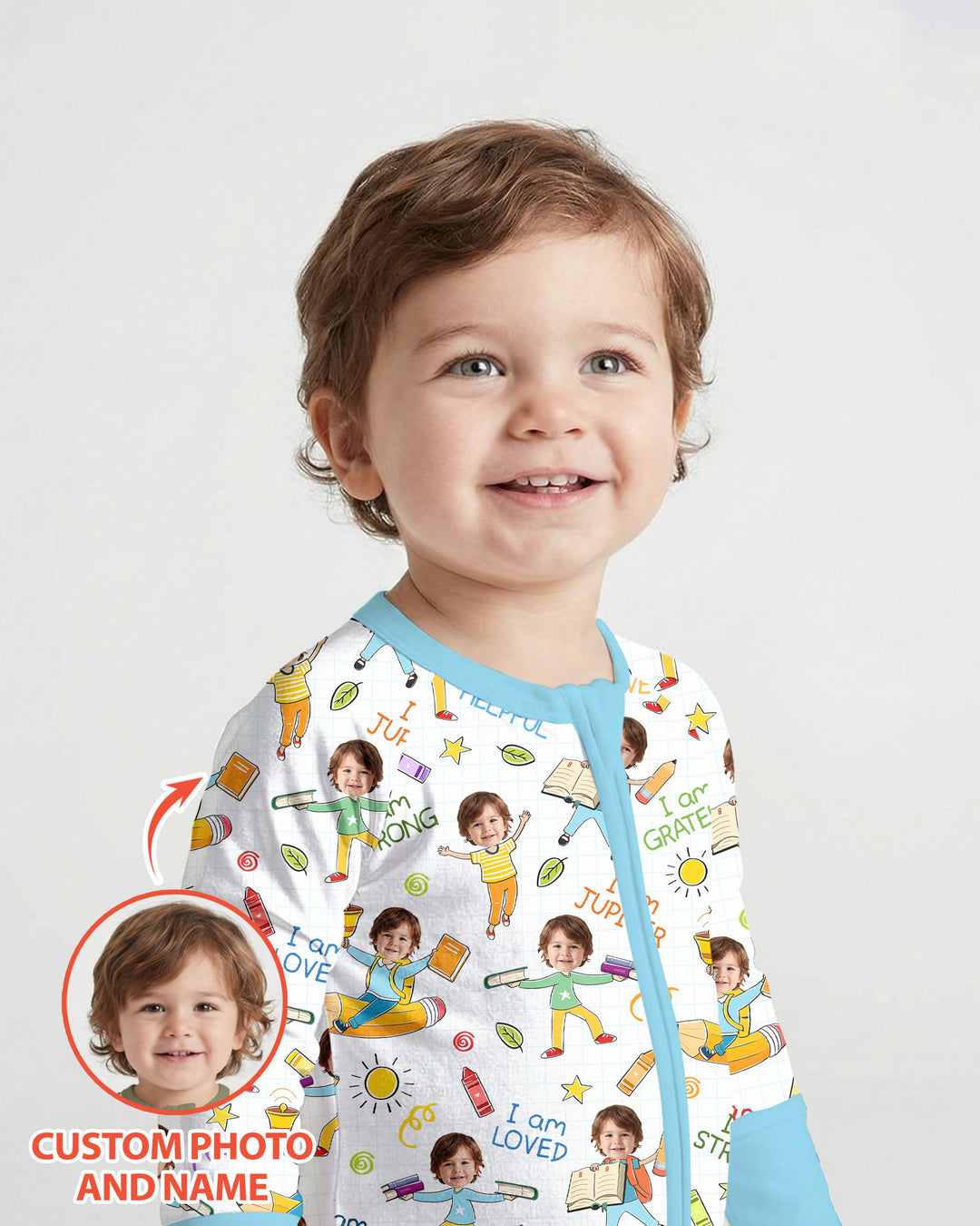 Gerippte Babykleidung mit individuellem Foto - Weich &amp; Skizzenhaft