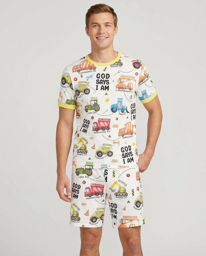 God Says I Am Men Short Sleeve Short Pajama Set