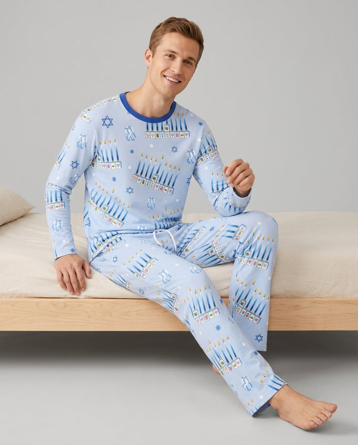 Jewish Mahjong Family Matching Bamboo Men's Pajama Set