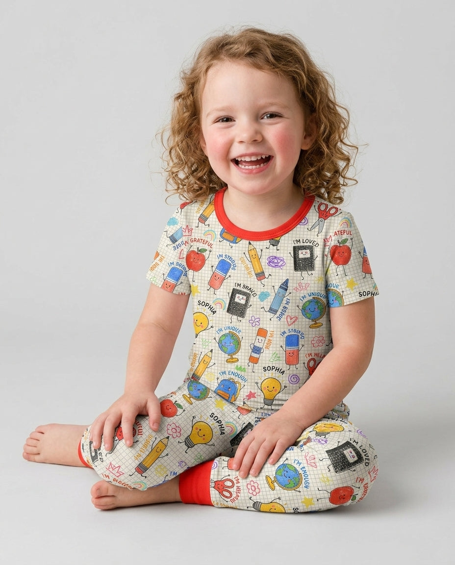 Zweiteiliges, kurzärmliges Pyjama-Set mit Marienkäfern