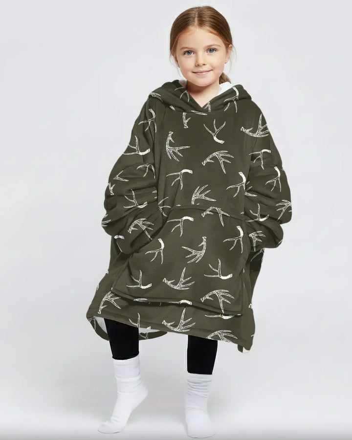 Antlers Minimalism Tragbarer Bambus-Deckenhoodie
