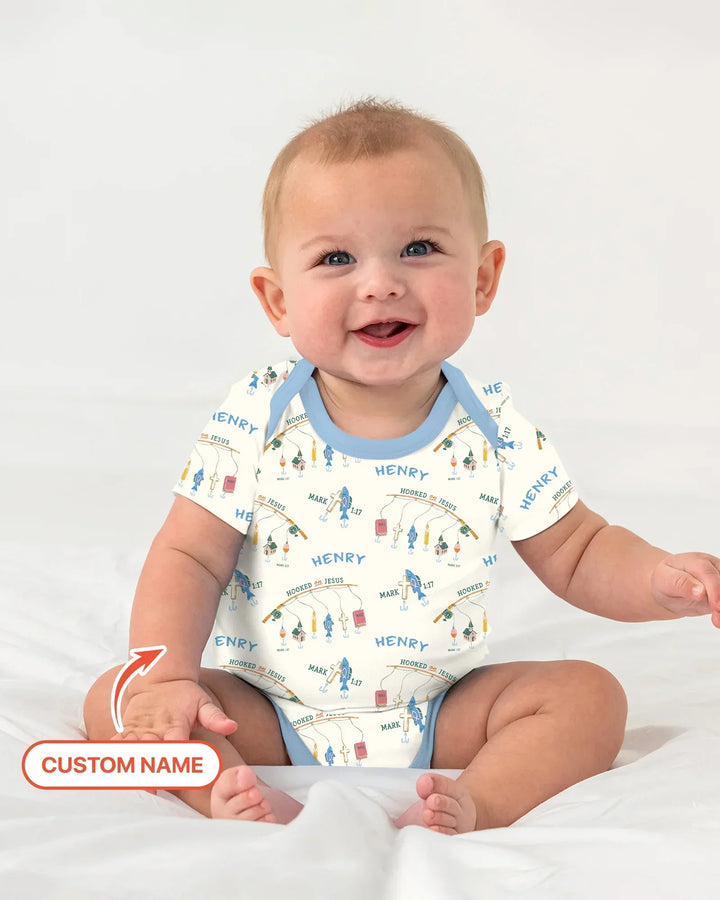 Hooked On Jesus Fishing Matching Bamboo Bodysuit