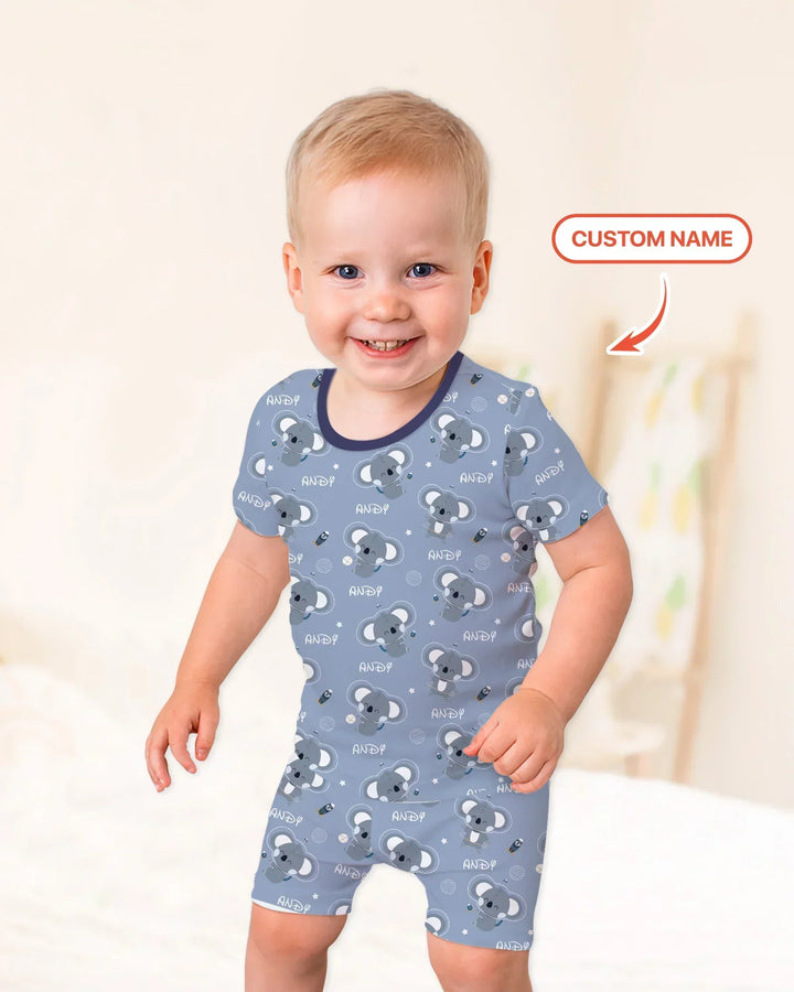 Zweiteiliges Pyjama-Set mit kurzen Ärmeln und Shorts im Sommer-Design