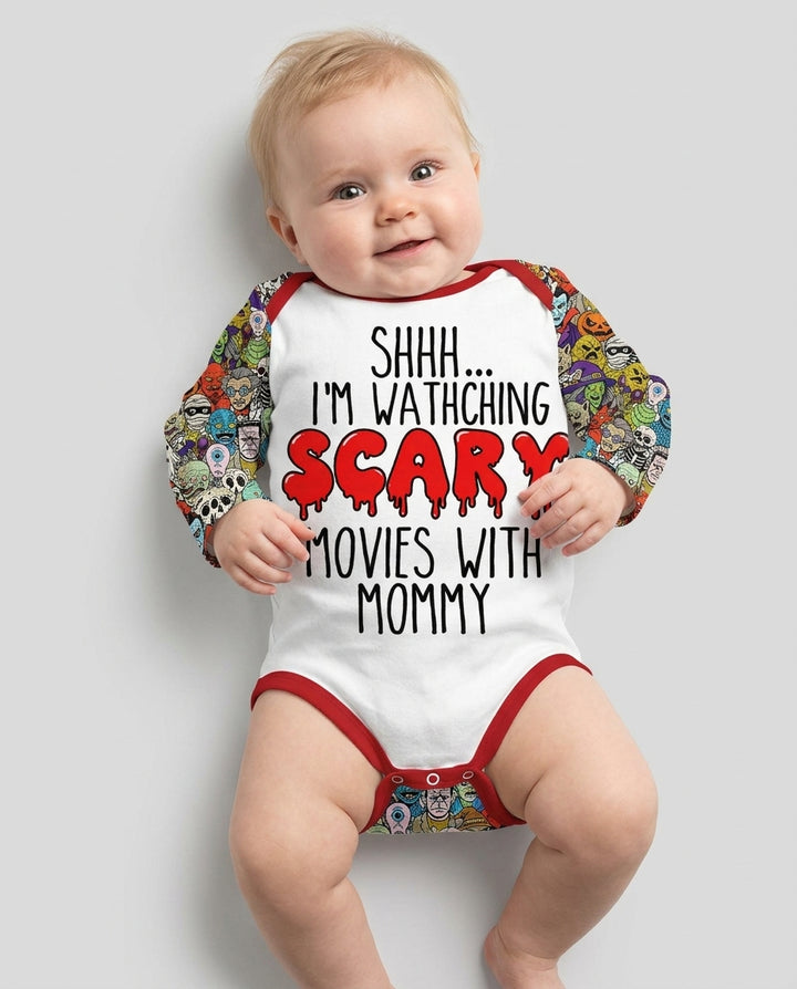 Personalized Shhh... I'm Watching Scary Movies With MOMMY Bamboo Bodysuit