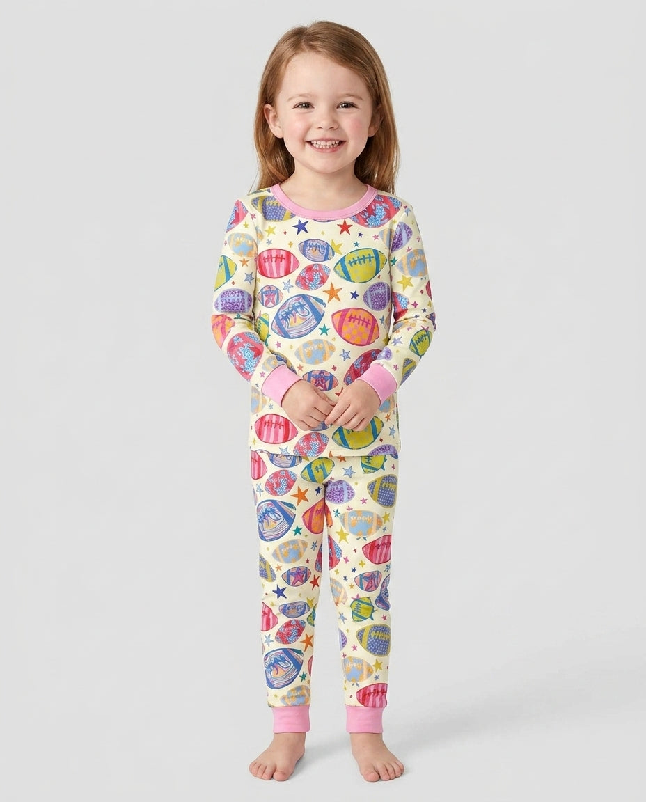Football Season Bamboo Two Piece Long Sleeve Pajama Set