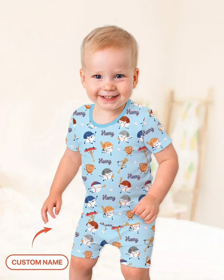Zweiteiliges Pyjama-Set mit kurzen Ärmeln und Shorts im Sommer-Design