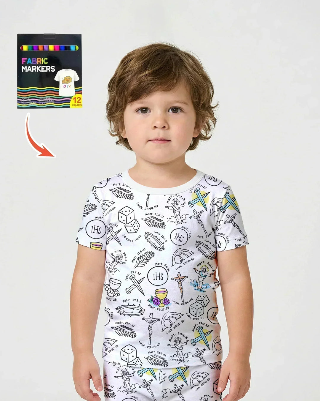 Template Zweiteiliges Pyjama-Set mit kurzen Ärmeln und Shorts