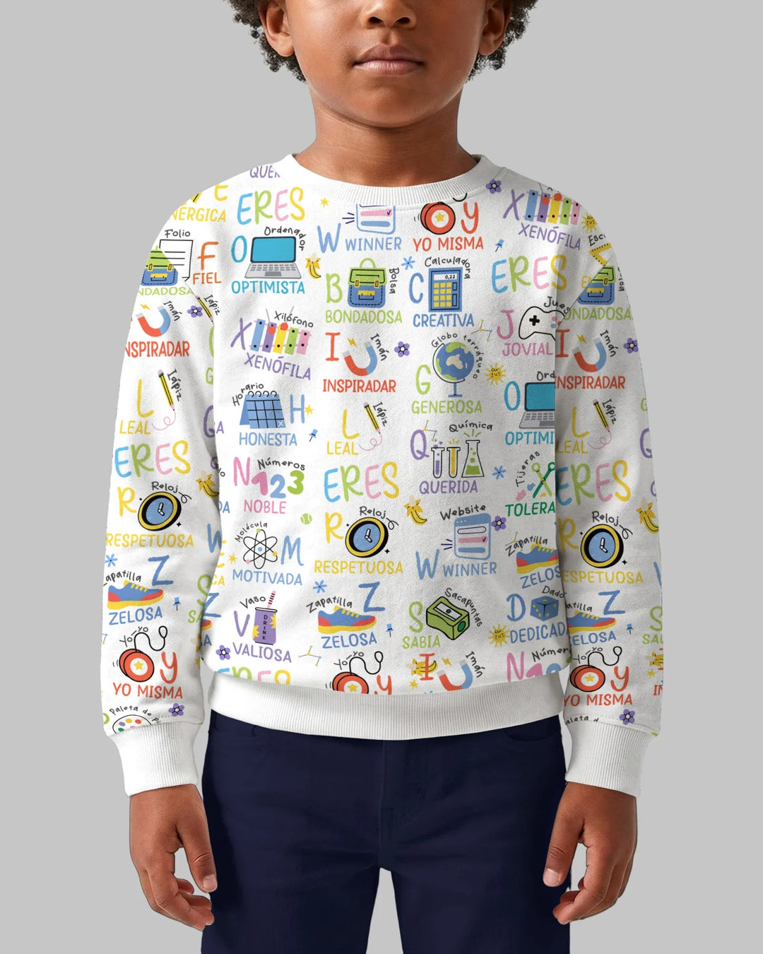 Du bist spanisches Alphabet Version Bambus Rundhals-Sweatshirt