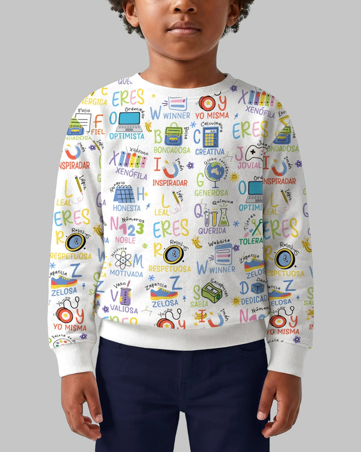 Du bist spanisches Alphabet Version Bambus Rundhals-Sweatshirt