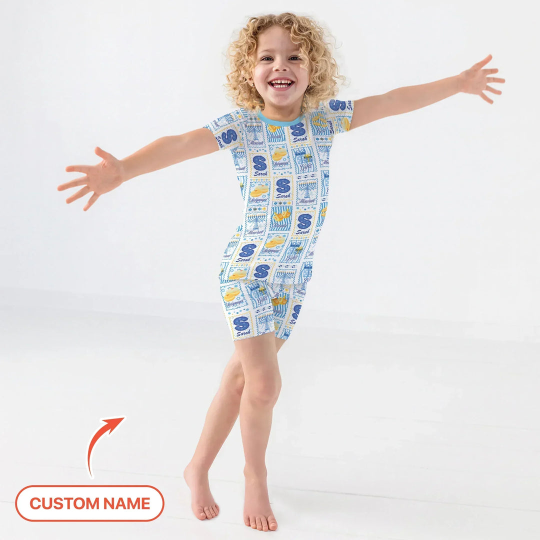 Zweiteiliges Pyjama-Set mit kurzen Ärmeln und Shorts im Sommer-Design