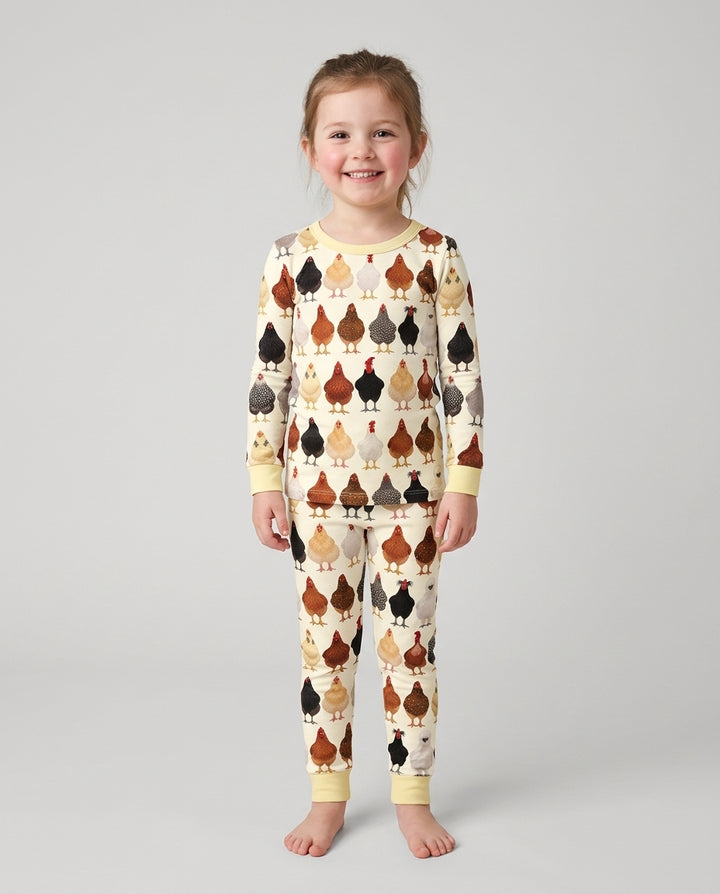 Cluckin' Cute Bamboo Two Piece Long Sleeve Pajama Set