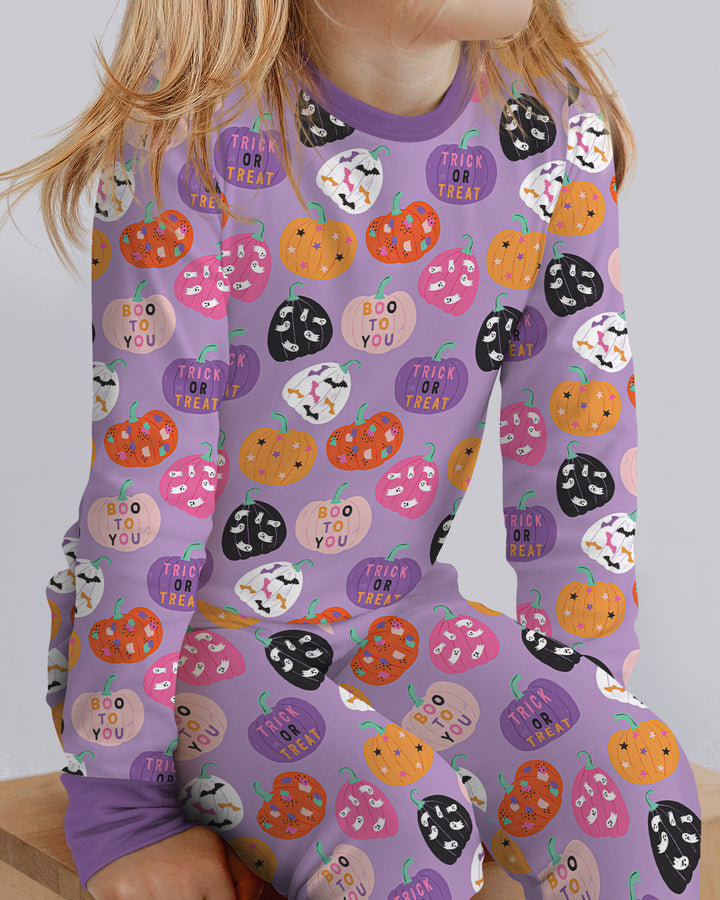 Boo Pumpkin Season Bamboo Two Piece Long Sleeve Pajama Set