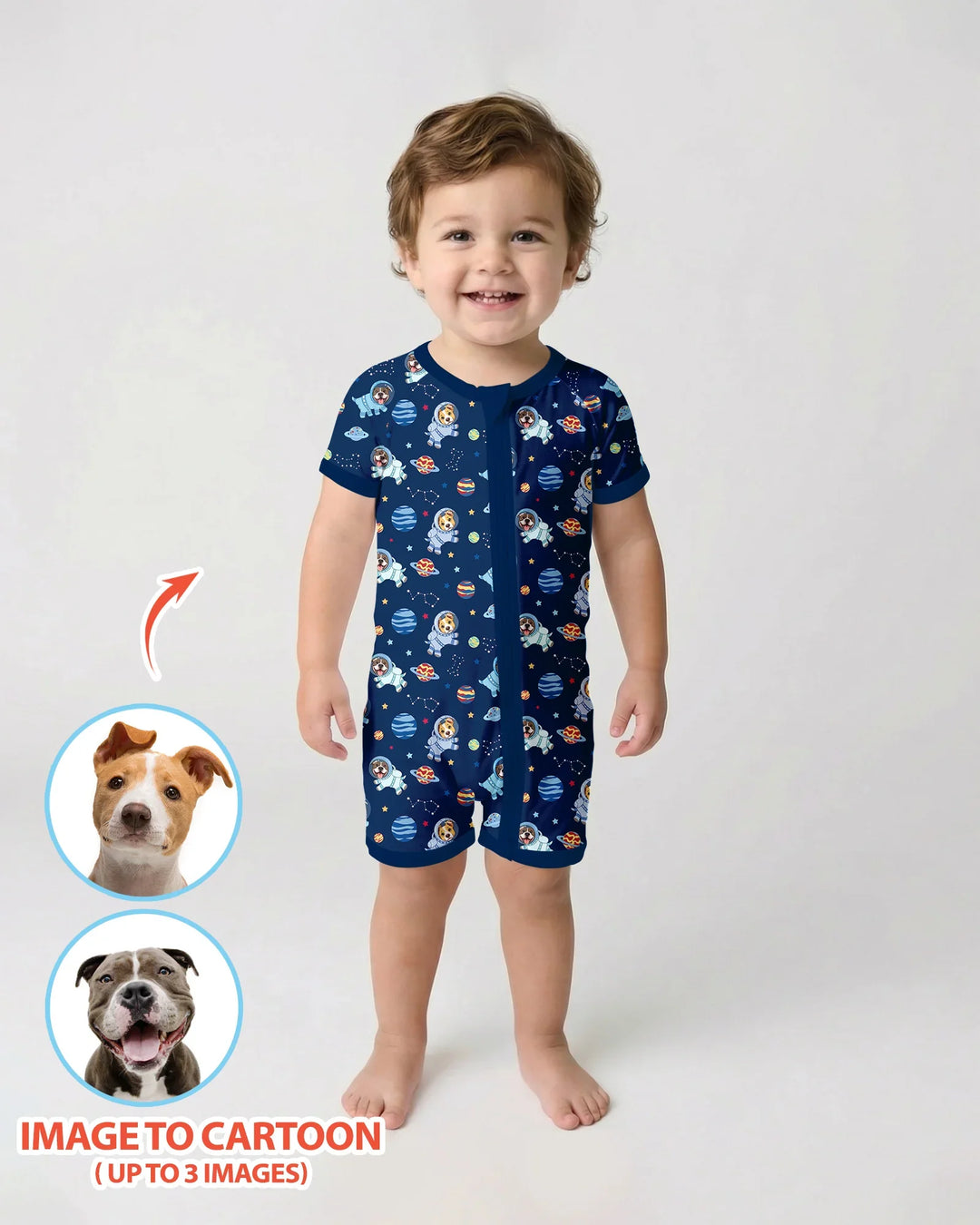 Astronaut Custom Pet Image Family Matching Bamboo Shorty Zippy