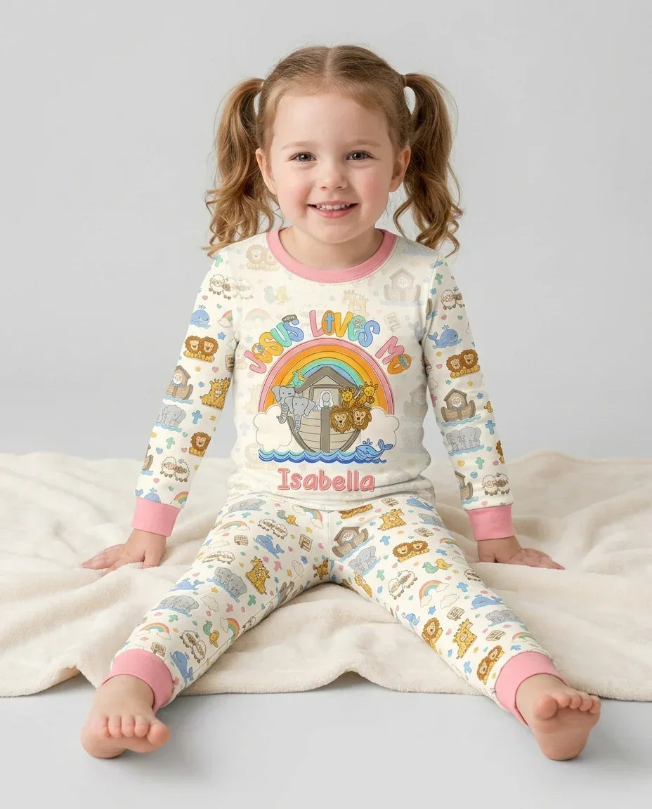 Zweiteiliges Langarm-Pyjama-Set mit Sommerfrüchten