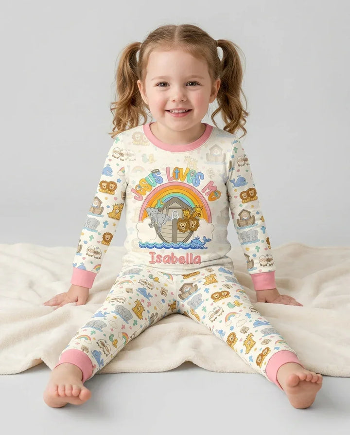 Zweiteiliges Langarm-Pyjama-Set mit Sommerfrüchten