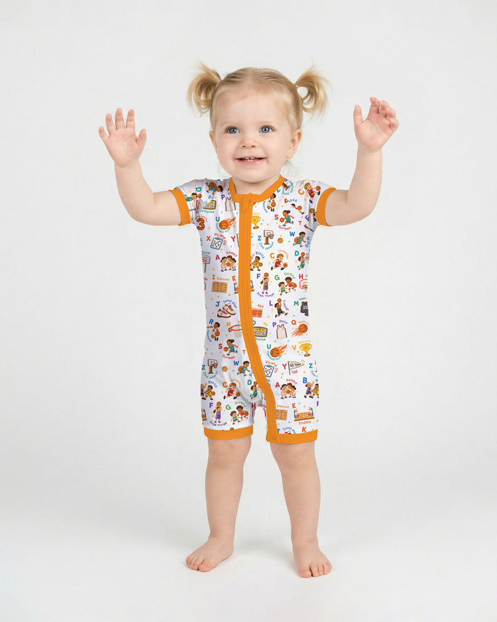 Basketball Alphabet Bamboo Shorty Zippy