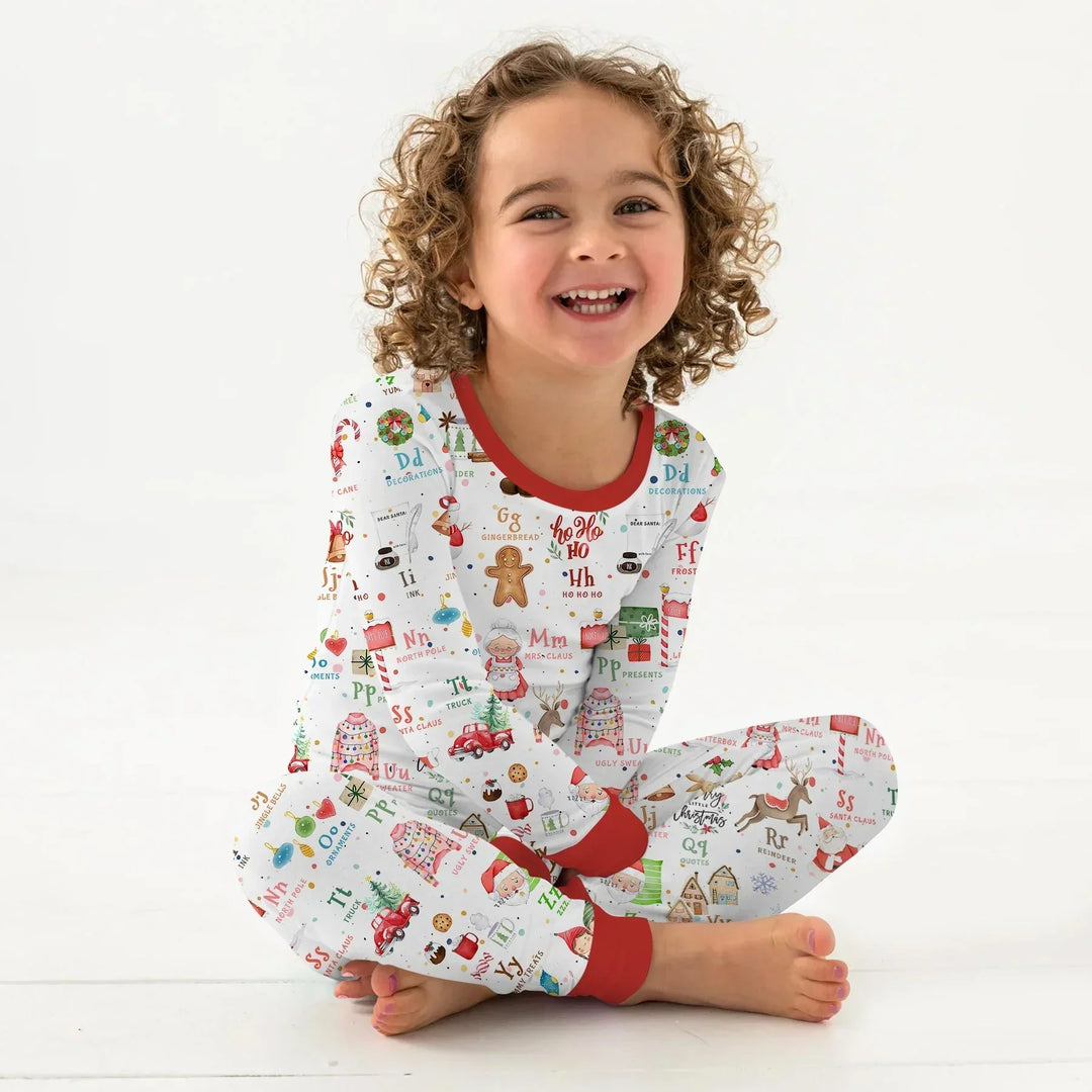 Christmas Alphabet Bamboo Two Piece Long Sleeve Pajama Set