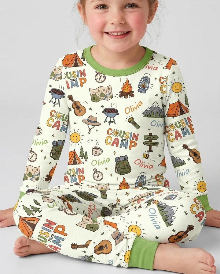 Zweiteiliges Langarm-Pyjama-Set mit Sommerfrüchten