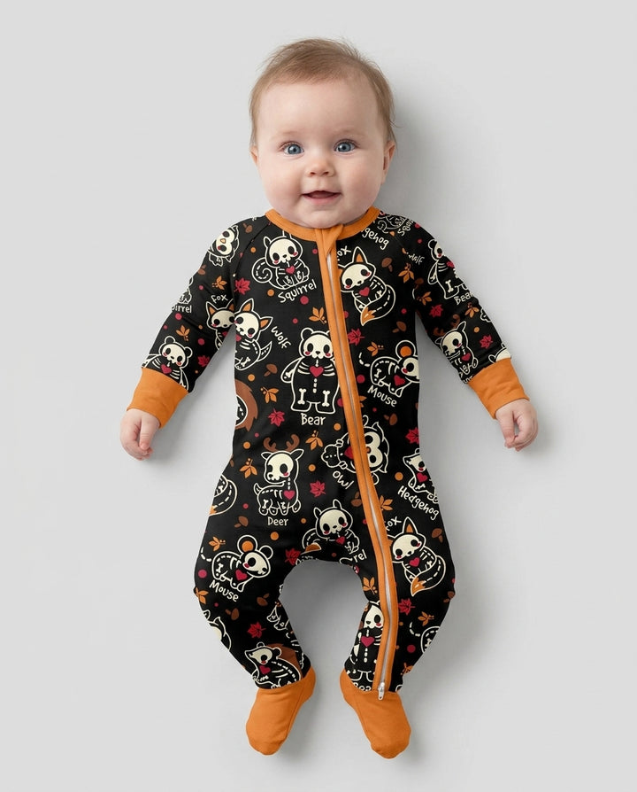 Kawaii Skeleton Woodland Animals Bamboo Convertible Zippy