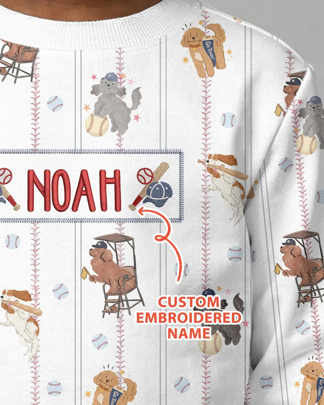 Custom Embroidered Name Baseball Bamboo Crewneck Sweatshirt