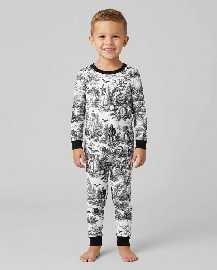 Spooky Halloween Toile Bamboo Two Piece Long Sleeve Pajama Set