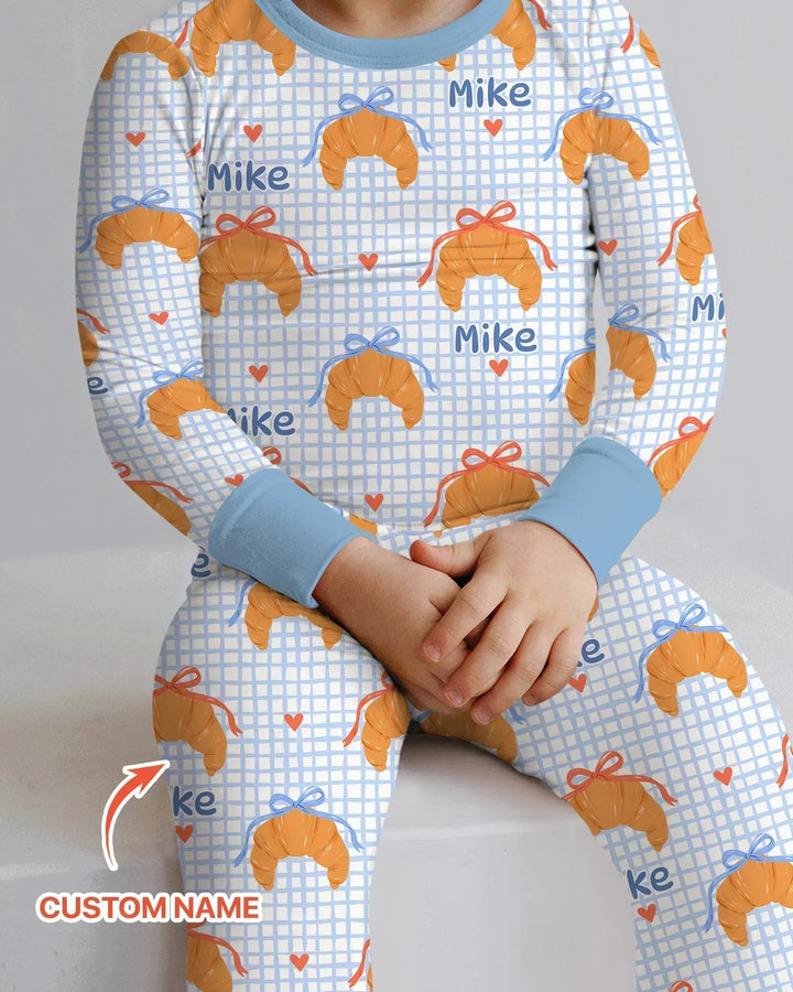 Breakfast Love Family Matching Bamboo Two Piece Long Sleeve Pajama Set