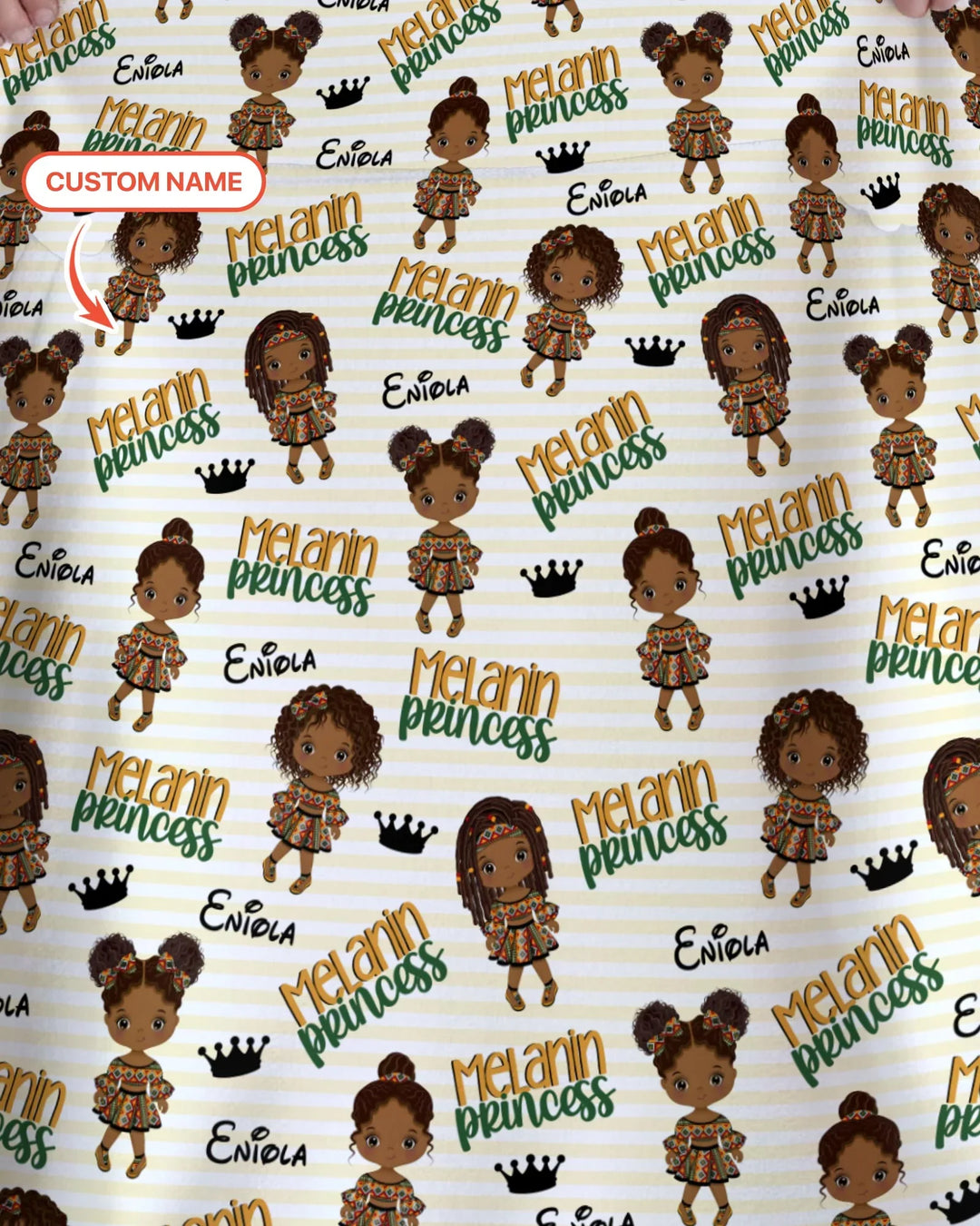 Custom Name Melanin Princess Bamboo Blanket