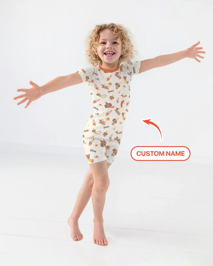 Zweiteiliges Pyjama-Set mit kurzen Ärmeln und Shorts im Sommer-Design