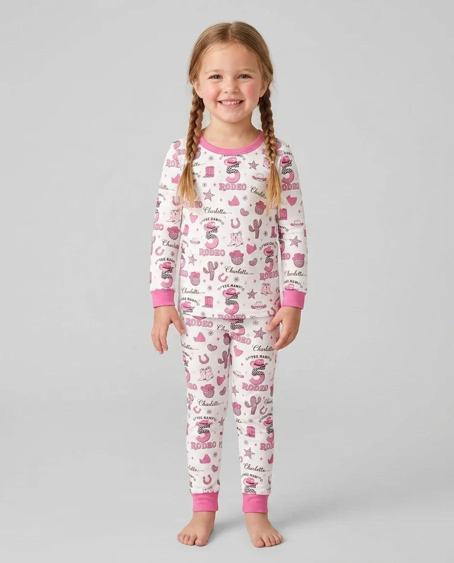 Personalized Birthday Rodeo Bamboo Two Piece Long Sleeve Pajama Set