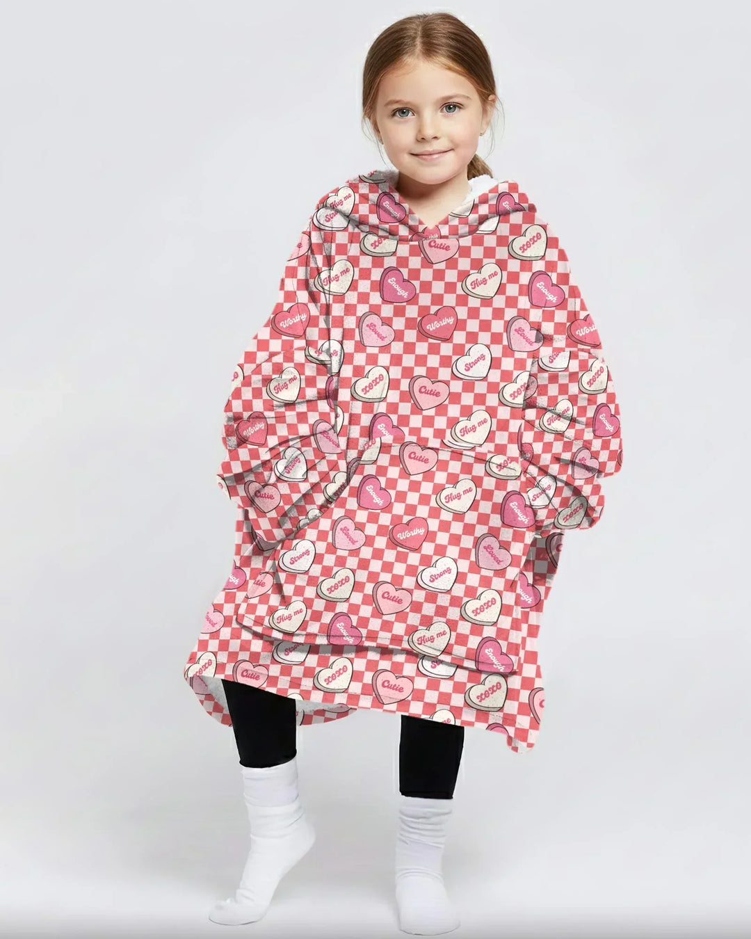 Valentins-Kapuzenpullover aus Bambusdecke mit Herzmuster