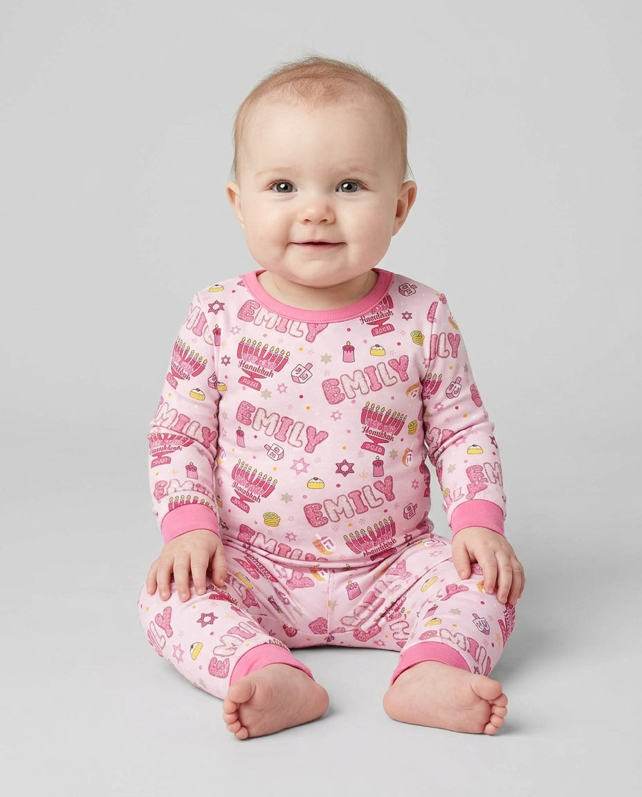 Zweiteiliges Langarm-Pyjama-Set mit Sommerfrüchten