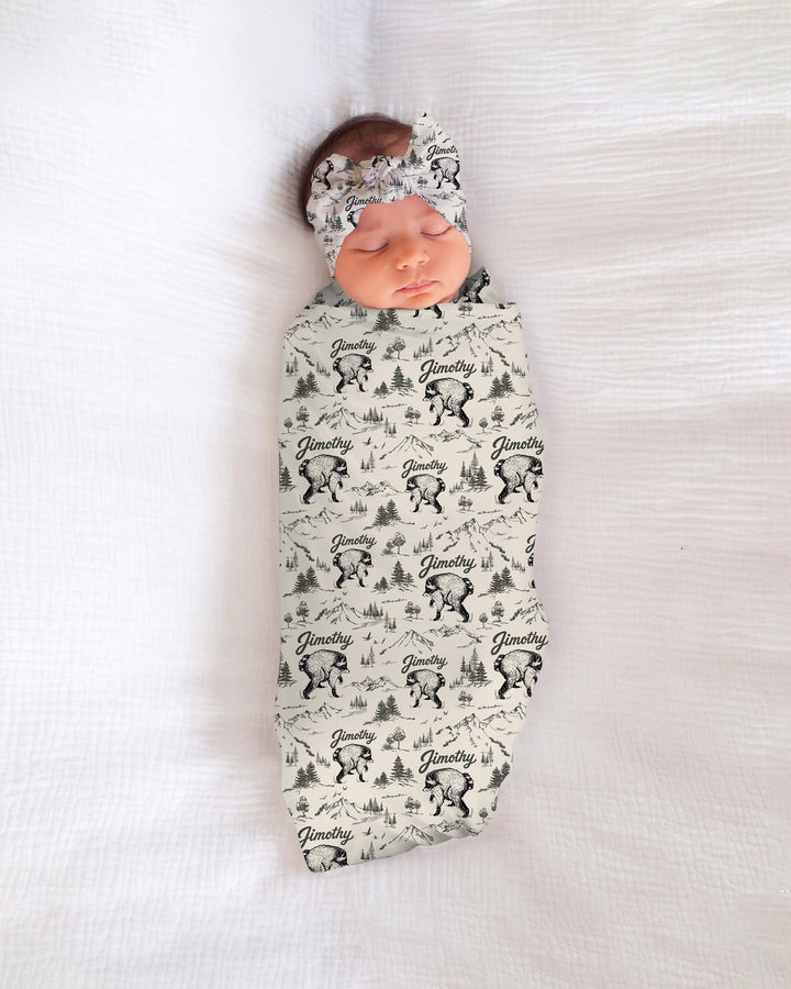Vintage Jimothy Racoon Family Matching swaddle blanket