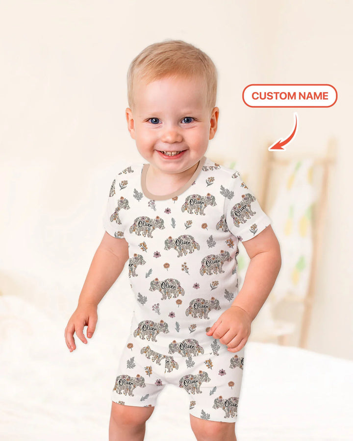 Zweiteiliges Pyjama-Set mit kurzen Ärmeln und Shorts im Sommer-Design