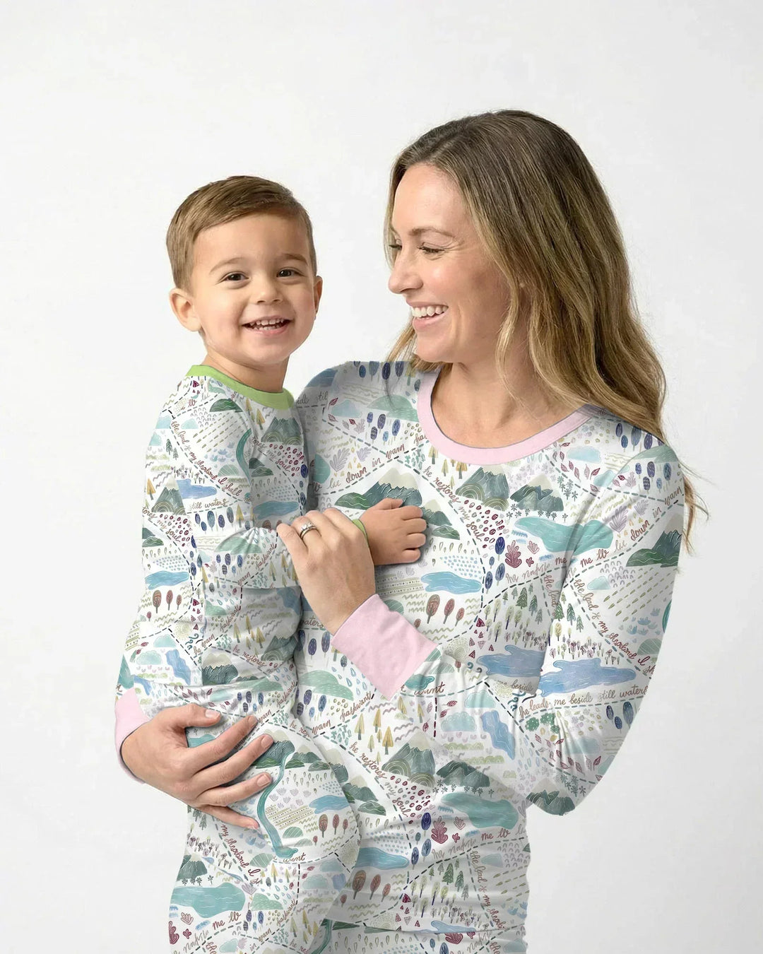 Whimsical Psalms 23 Map Bamboo Two Piece Long Sleeve Pajama Set