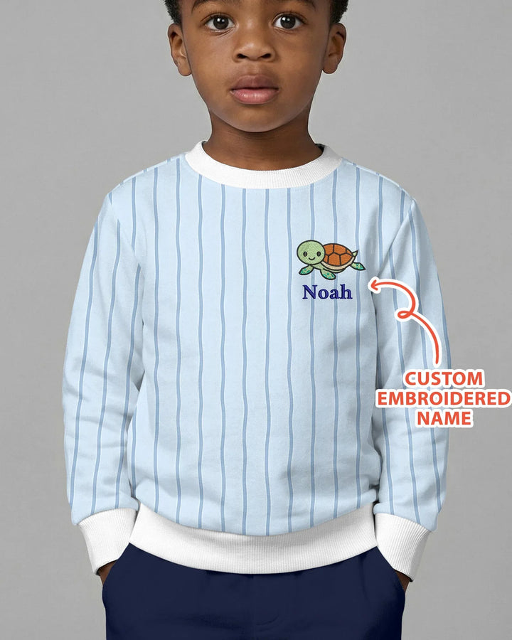 Individuell bestickter Name Meeresleben Bambus-Rundhals-Sweatshirt