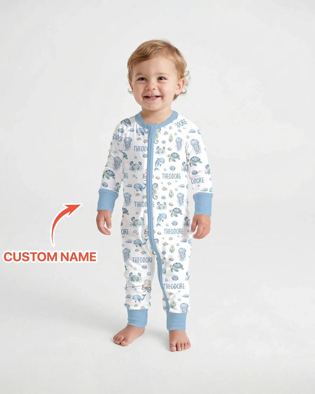 Custom Name Ocean Friends  Bamboo Convertible Zippy