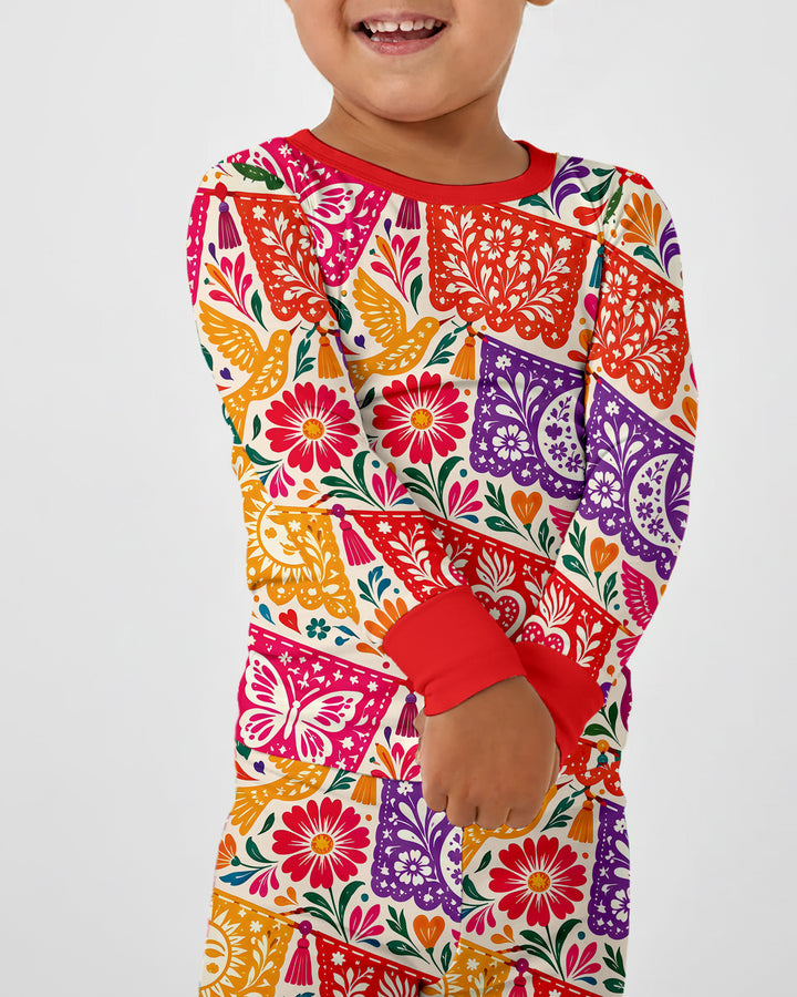Mexican Fiesta Papel Picado Hispanic Bamboo Two Piece Long Sleeve Pajama Set