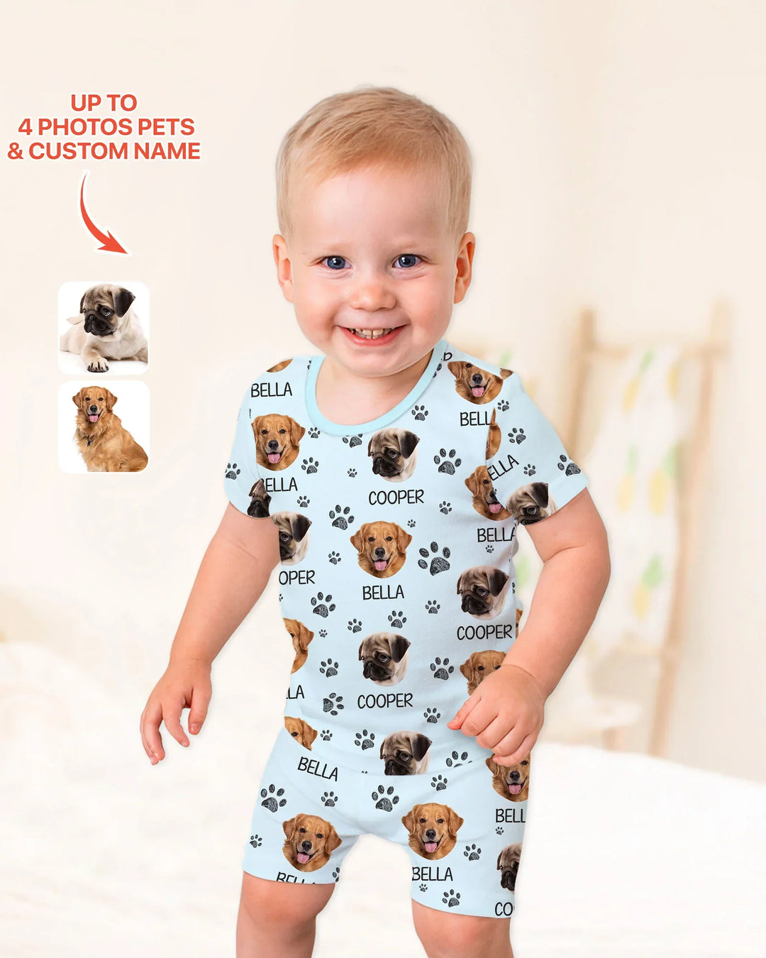 Zweiteiliges Pyjama-Set mit kurzen Ärmeln und Shorts im Sommer-Design