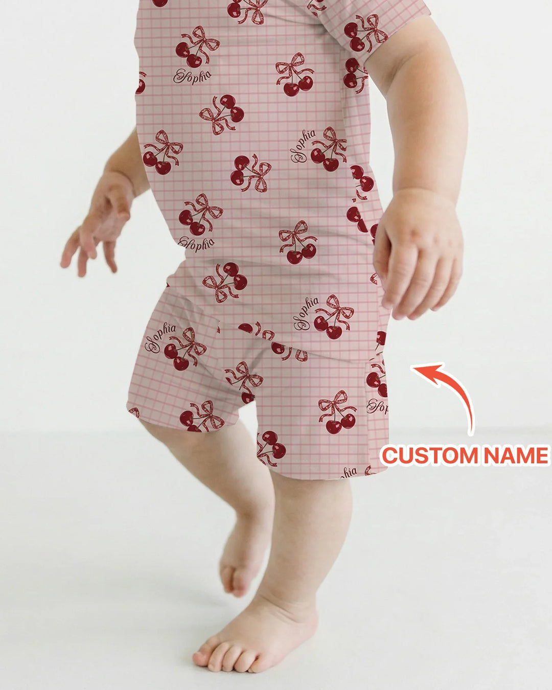 Cherry Mom and Me Bamboo Two Piece Short Sleeve Shorts Pajama Set