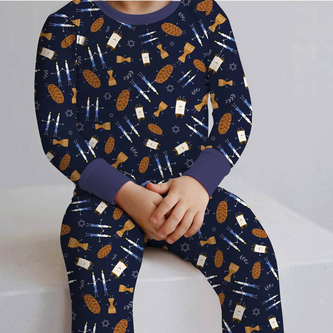 Zweiteiliges Langarm-Pyjama-Set mit Sommerfrüchten