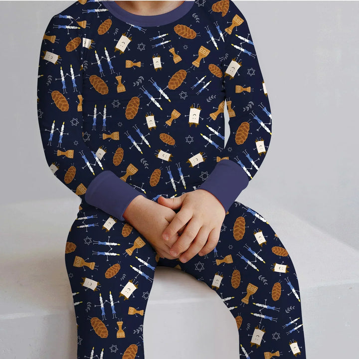 Zweiteiliges Langarm-Pyjama-Set mit Sommerfrüchten