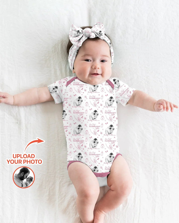 Custom Photo Our First Father's Day Together Bamboo Bodysuit