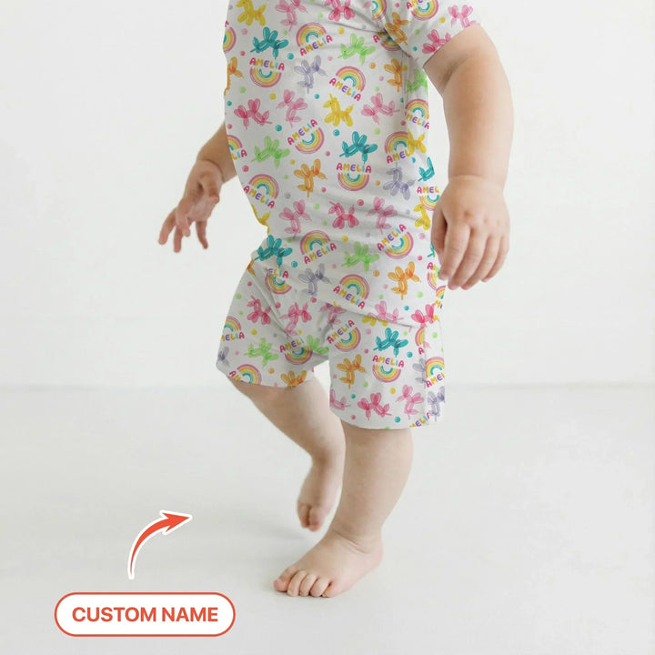 Zweiteiliges Pyjama-Set mit kurzen Ärmeln und Shorts im Sommer-Design