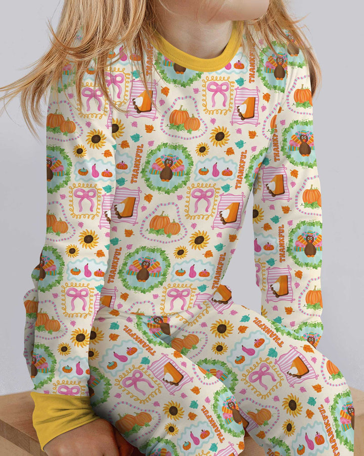 Sweet Thanksgiving Harvest Bamboo Two Piece Long Sleeve Pajama Set