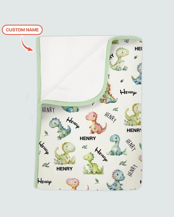 Dinosaur Custom Name Bamboo Blanket