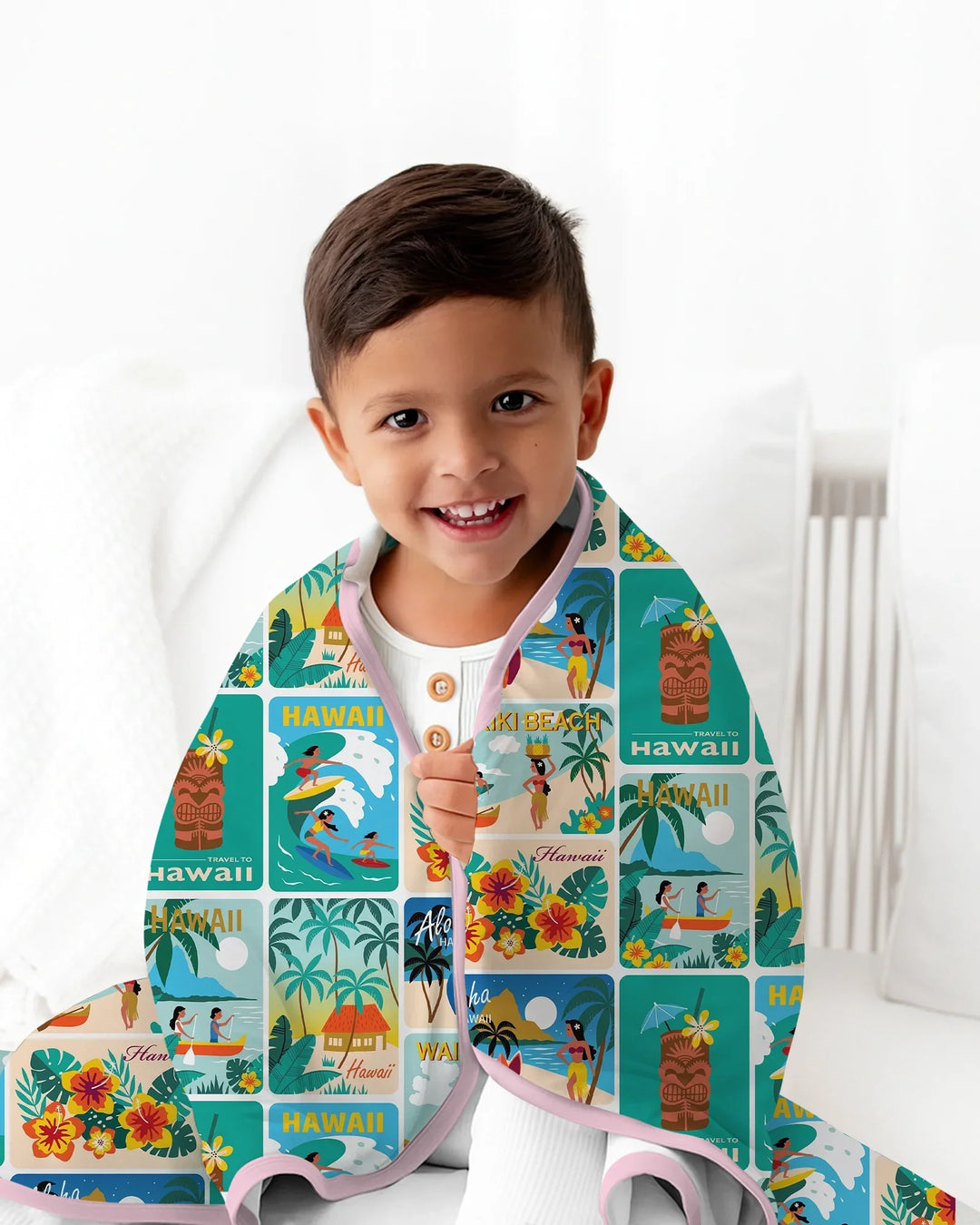 Aloha Postcard Paradise Bamboo Blanket