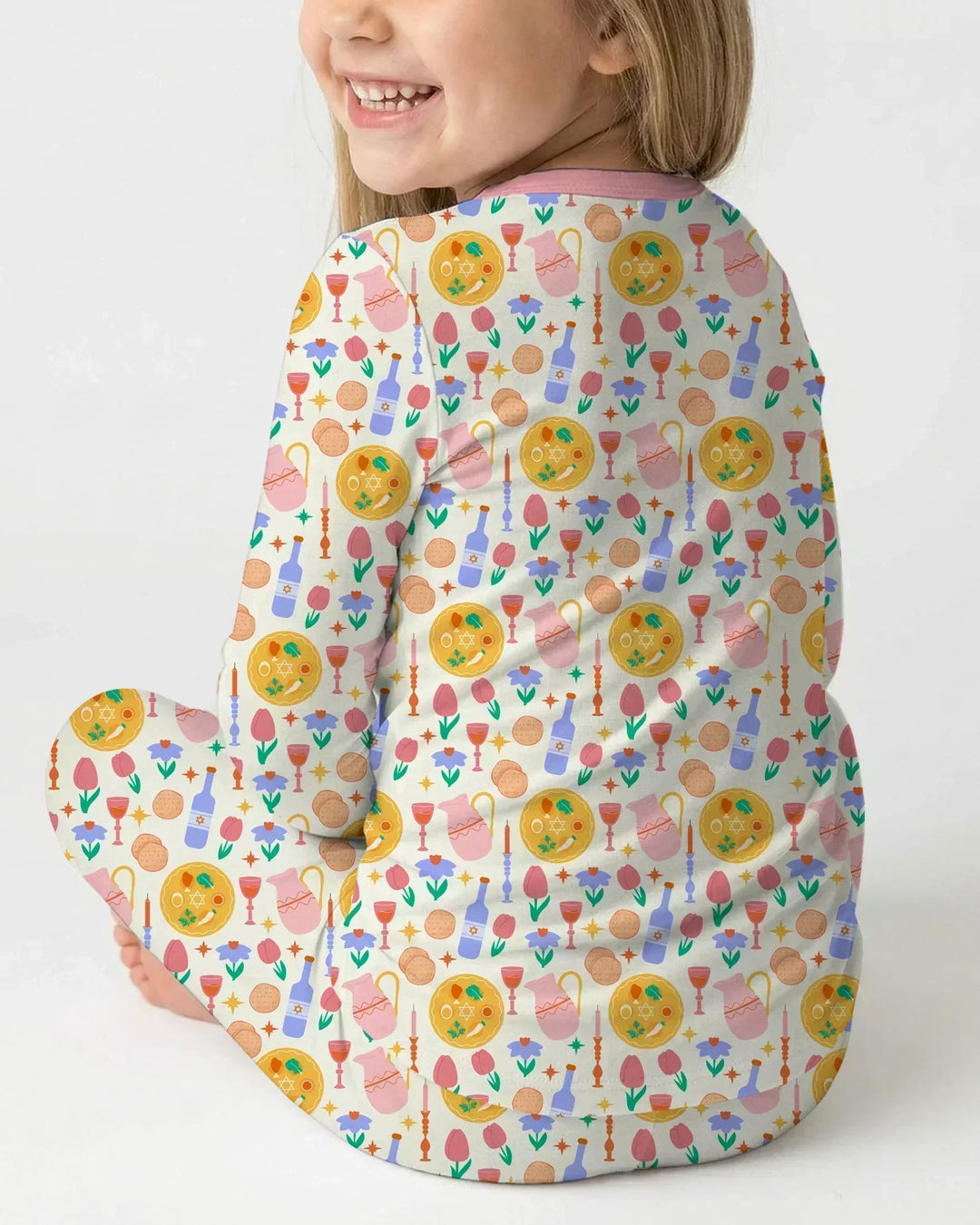 Pesach Sameach Matching Family Bamboo Two Piece Long Sleeve Pajama Set