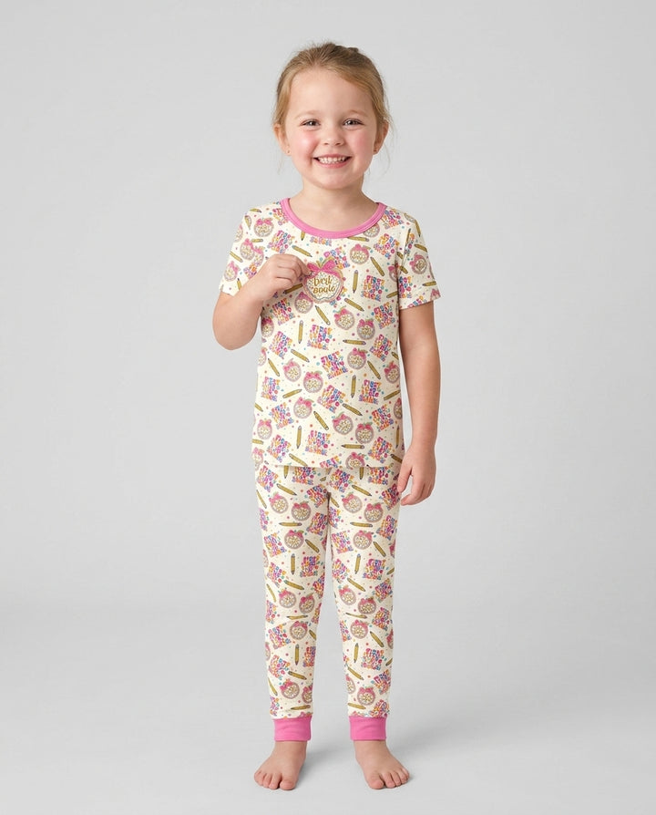 Custom School Grade First Day Cutie Bamboo Two Piece Short Sleeve Pajama Set